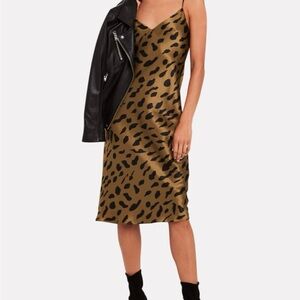 L’agence Jodie leopard print silk slip dress